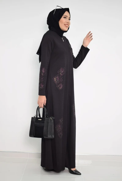 Nakışlı Ferace mdc 2031 Mürdüm - 3