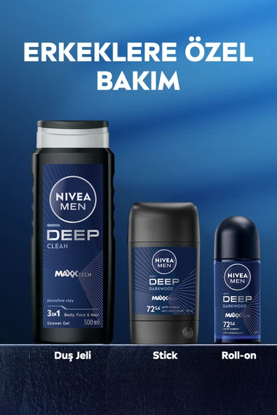 NIVEA MEN Erkek Stick Deodorant Deep Dimension Aktif Karbon 50ml, 72 Saat Anti-perspirant Koruma - 6