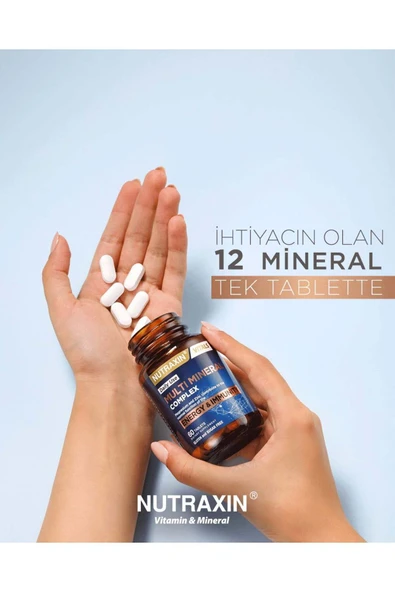 Nutraxin Multi Mineral Complex 60 Tablet Magnezyum, Kalsiyum, Çinko, Demir, İyot, Krom - Resim 6