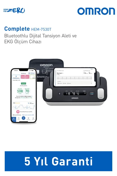 Omron Complete Akıllı Tansiyon Aleti EKG Bir Arada Evde Hipertansiyon Takip ve Taraması HEM-7530T-E