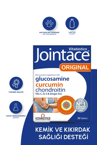 Jointace Glukozamin Kondroitin, D Vitamini, Kurkumin İçeren Kemik Sağlığı Destek Vitamini 30 Tablet