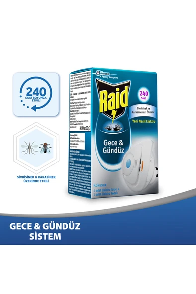 Raid Gece & Gündüz Sinekkovar 1 Yedek 240 Saat Etki (sivrisinek Ve Karasineklere Karşı)