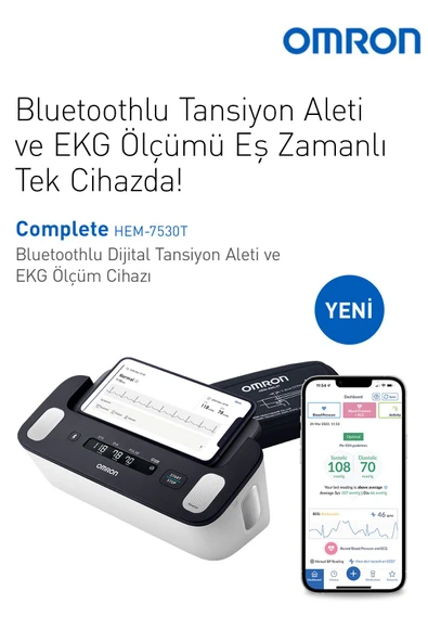 Omron Complete Akıllı Tansiyon Aleti EKG Bir Arada Evde Hipertansiyon Takip ve Taraması HEM-7530T-E - 2