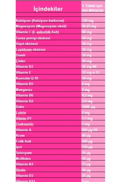 senkavit Women's (Kadın) Multivitamin Ve Multimineral İçeren 180 Tablet - Resim 3