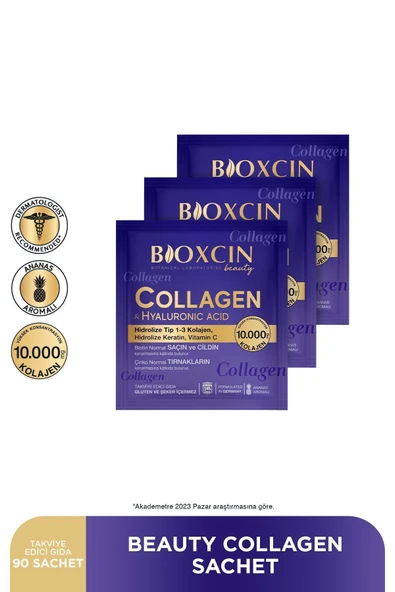 Bioxcin Beauty Collagen Toz Saşe 10.000 Mg 3 Al 2 Öde Tip 1 - Tip 3 Hidrolize Kolajen - Keratin - Resim 3