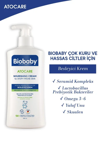 Biobaby Besleyici Krem 500 Ml - Seramid Prebiyotik Omega 3 - 6 Yulaf Unu - 7