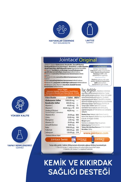 Jointace Glukozamin Kondroitin, D Vitamini, Kurkumin İçeren Kemik Sağlığı Destek Vitamini 30 Tablet - 2