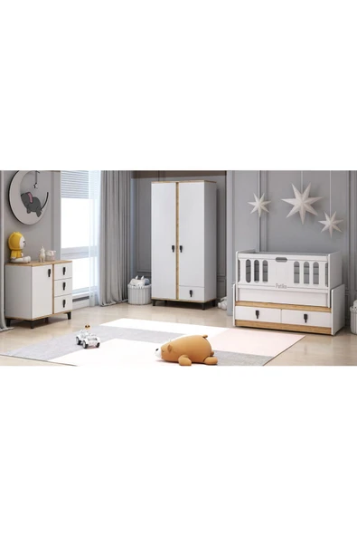 Afilli Rose Bebek Odası Takımı Meşe Beyaz