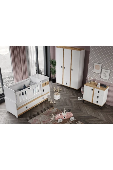 Afilli Rose Büyüyen Bebek Odası Takımı Safir Meşe Beyaz - 2