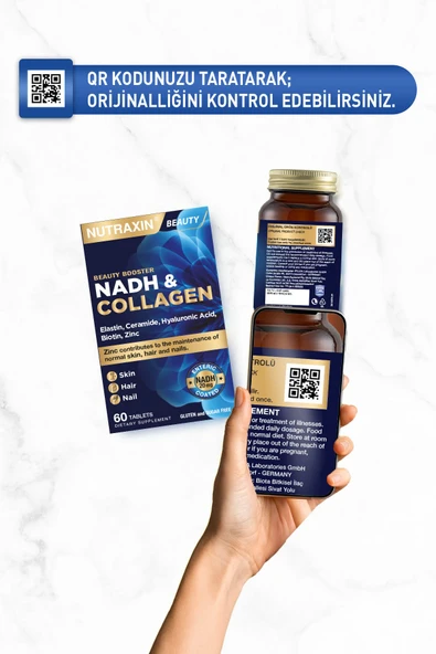 Nutraxin Nadh Collagen 60 Tablet Tip1 Tip3 Hyaluronik Asit, Elastin, Seramid, Resveratrol Glutatyon - Resim 7