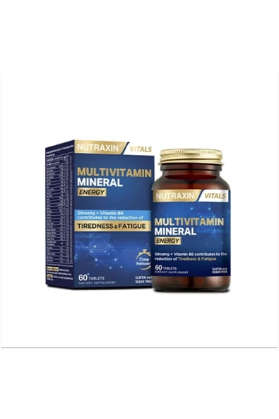 Nutraxin Multivitamin Mineral Energy Complex 60 Tbl - Magnezyum, Taurin, Kolin, Panax Ginseng, Q10 - 3