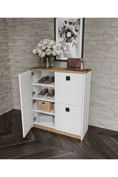 Afilli Asya Ayakkabılık Ve Çok Amaçlı Dolap Tamamı MDF - Resim 2