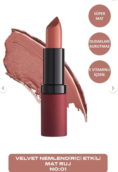 Golden Rose Velvet Matte Lipstick  No 01 ürün görseli
