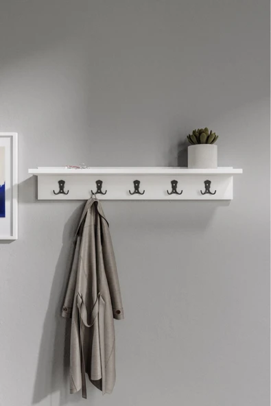 Afilli Portmanto Duvar Askılığı Elbise Askılığı Beyaz( 85 cm ) - 3
