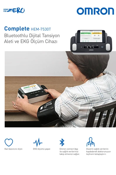 Omron Complete Akıllı Tansiyon Aleti EKG Bir Arada Evde Hipertansiyon Takip ve Taraması HEM-7530T-E - 3