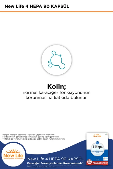 New Life 4 Hepa 90 Yumuşak Kapsül - Silibin Fosfolipid - Kolin - Enginar Yaprağı ve Karahindiba Kök Ekstresi - Resim 4
