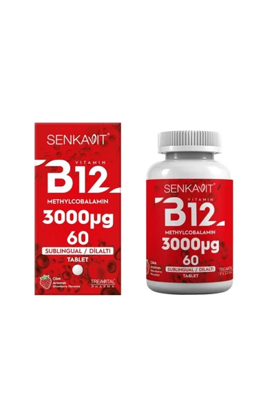 senkavit B12 3000 Mcg Dil altı (Sublıngual) 60 tablet Çilek Aromalı