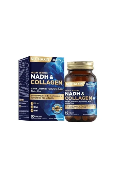 Nutraxin Nadh Collagen 60 Tablet Tip1 Tip3 Hyaluronik Asit, Elastin, Seramid, Resveratrol Glutatyon - Resim 2