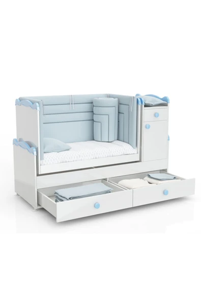 Afilli Bby970 Babysun Luks Bebek Odası Takımı 2 Kapılı Mavi - 6