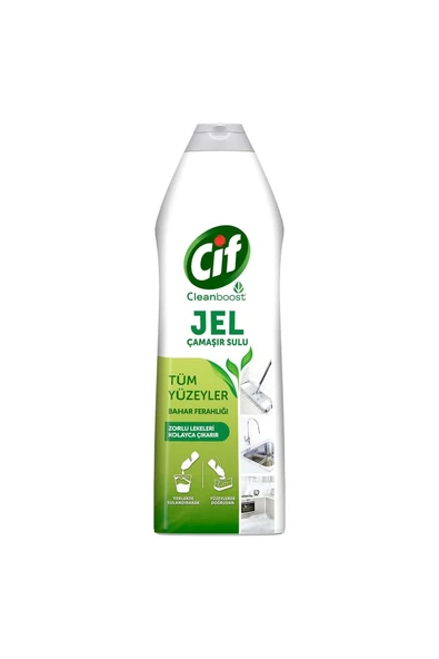 CİF JEL YÜZEY TEMİZLEYİCİ CLEANBOOST TÜM YÜZEYLER LEKE ÇIKARICI ÇAMAŞIR SULU BAHAR FERAHLIĞI 750ML