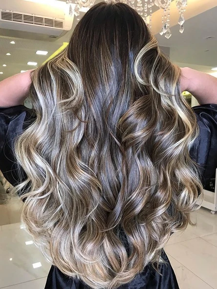 Mikro Kaynak Wavy 100% İnsan Saçı (0.7 Gr) Sombre Küllü Bej 50 Adet 55 Cm MK524