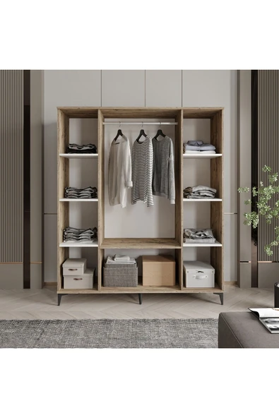 Afilli Arya 4 Kapaklı  Gardrop Tamamı Mdf( Atlas Çam Beyaz ) - 3