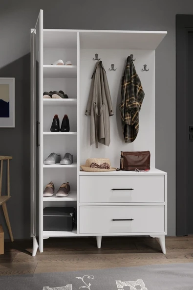 Afilli Oslo Aynalı Portmanto Vestiyer Tamamı Mdf 7 Yıl Garantili - 4