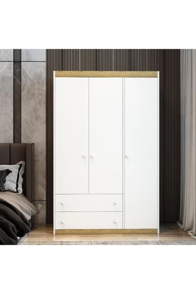 Afilli 3 Kapaklı 2 Çekmeceli Mdf Lam Gardırop - 2