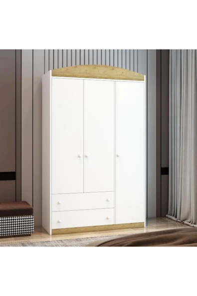 Afilli Üç Kapaklı 2 Çekmeceli Tamamı Mdf Lam Gardırop
