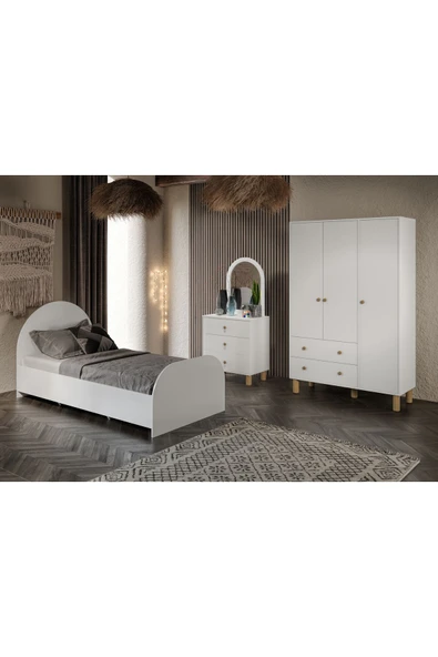 Afilli Bohem Çocuk Odası Takımı Beyaz Tamamı Mdf ( 4 Parça ) - 6
