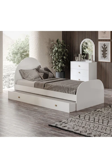 Afilli Diana Yavrulu Doğuran Karyola Beyaz Mdf