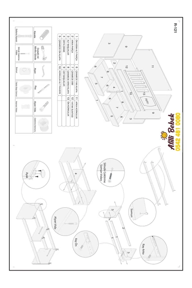 Afilli Rose 2 Çekmeceli Mdf Asansorlu Besik (60 120) Beyaz - 5