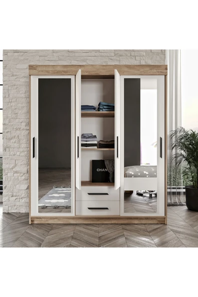 Afilli Ildır Çocuk Odası Takımı Tamamı Mdf Flora Beyaz Aynalı - 6