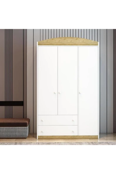 Afilli Üç Kapaklı 2 Çekmeceli Tamamı Mdf Lam Gardırop - 2