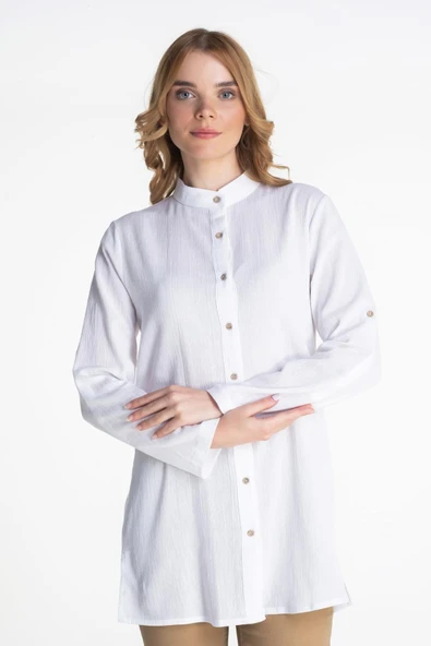 Kadın Şile Bezi Hakim Yaka Yazlık Tunik Beyaz Byz 2XL Beyaz ürün görseli