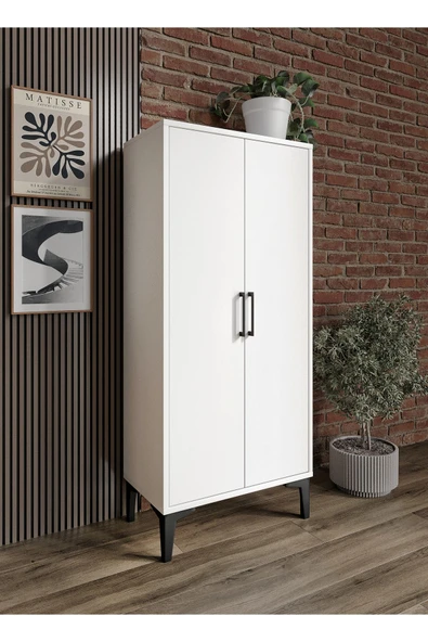 Afilli Viyana 2 Kapaklı Kiler Dolabı Çok Amaçlı Tamamı Mdf Beyaz