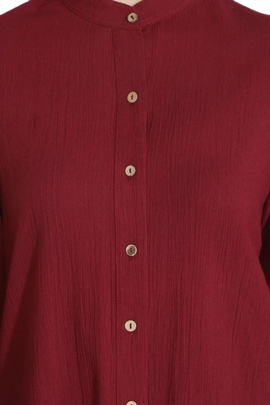 Kadın Şile Bezi Hakim Yaka Yazlık Tunik Bordo Brd L Bordo - 3