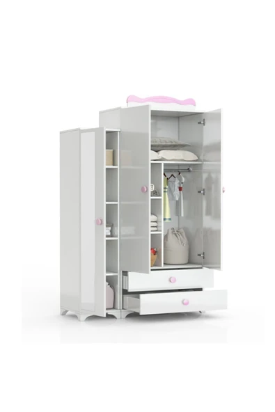 Afilli Bby 950 Büyüyebilen 3 Kapılı Bebek Odası Takımı Pembe - 3