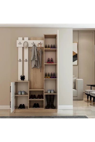 Afilli Nova Kapaklı Aynalı Portmanto Vestiyer Tamamı Mdflam - 3