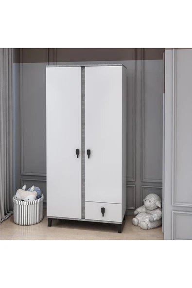 Afilli Rose 2 Kapaklı Tek Çekmeceli Gardrop Berlin