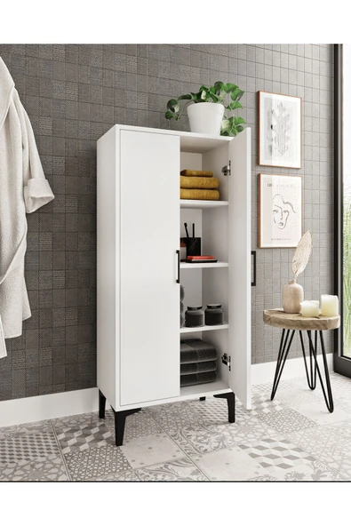 Afilli Viyana 2 Kapaklı Banyo Dolabı Çok Amaçlı Tamamı Mdf Beyaz - 3