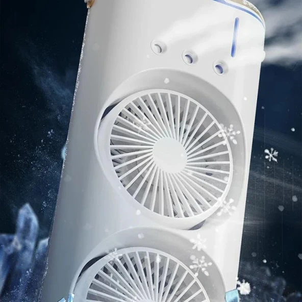 Spray Buharlı, RGB Aydınlatma, 3 Kademe Vantilatör, Portatif Klima Müthiş Etki... - Resim 4