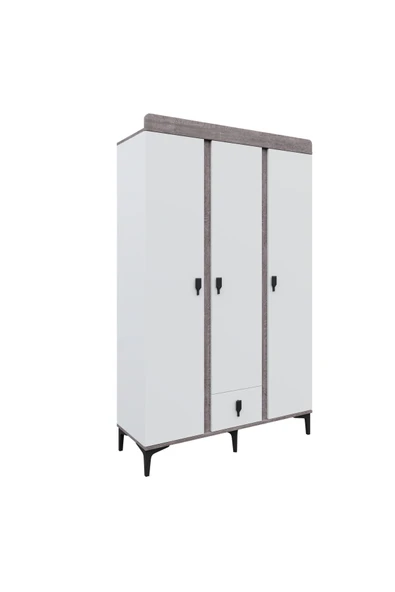 Afilli Rose 3 Kapaklı Tek Çekmeceli Dolap Beyaz Ve Berlin Renk - 5