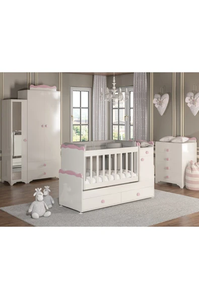 Afilli Bby 950 Büyüyebilen 3 Kapılı Bebek Odası Takımı Pembe - 1
