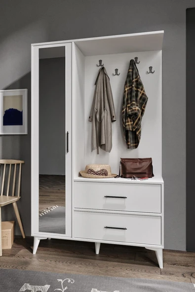 Afilli Oslo Aynalı Portmanto Vestiyer Tamamı Mdf 7 Yıl Garantili - 2