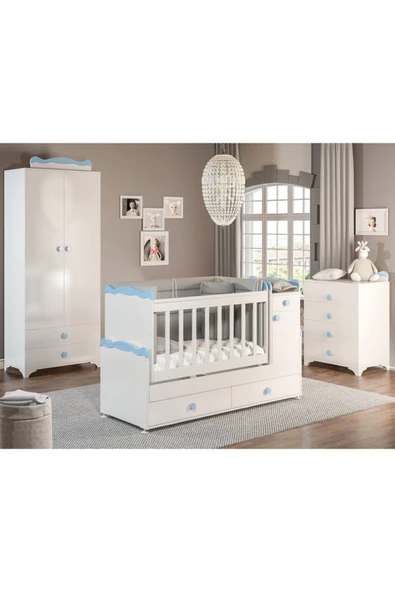 Afilli Bby970 Babysun Luks Bebek Odası Takımı 2 Kapılı Mavi - 1