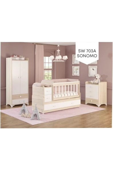 Afilli Sw 703 A Swing Bebek Odası Takımı Somon - 1