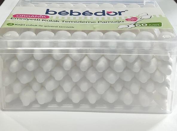 BEBEDOR ORGANİK EMNİYETLİ TEMİZLEME PAMUĞU 60LI - Resim 2