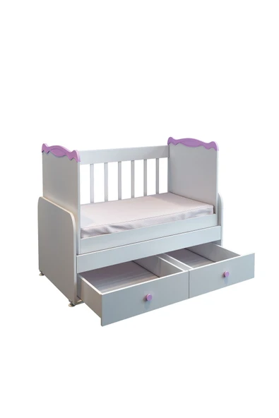 Afilli Sallanır 2 Çekmeceli Beşik 60x120 Pembe - 3