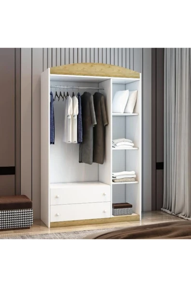 Afilli Üç Kapaklı 2 Çekmeceli Tamamı Mdf Lam Gardırop - 3